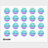 Blauwgroen glitter iriserende regenboog zoet 16 da ronde sticker (Vel)