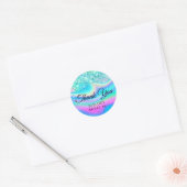 Blauwgroen glitter iriserende regenboog zoet 16 da ronde sticker (Envelop)