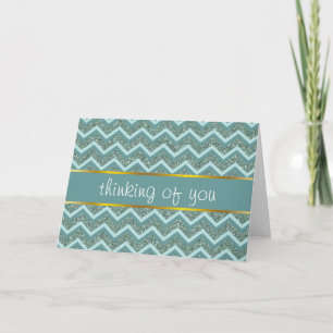 Blauwgroen glitter kaart
