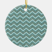 Blauwgroen glitter keramisch ornament (Voorkant)