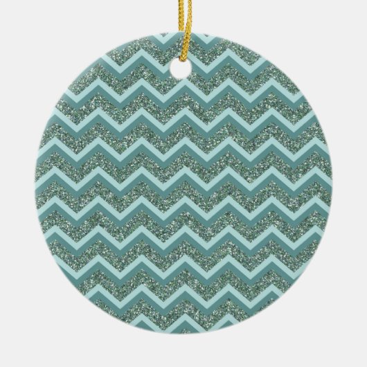 Blauwgroen glitter keramisch ornament (Voorkant)