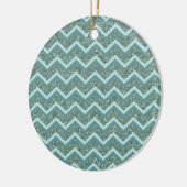 Blauwgroen glitter keramisch ornament (Links)