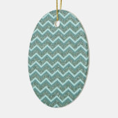 Blauwgroen glitter keramisch ornament (Links)