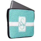 Blauwgroen Glitter-laptophoes op maat Laptop Sleeve (Voorkant Rechts)