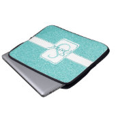 Blauwgroen Glitter-laptophoes op maat Laptop Sleeve (Voorkant onderkant)