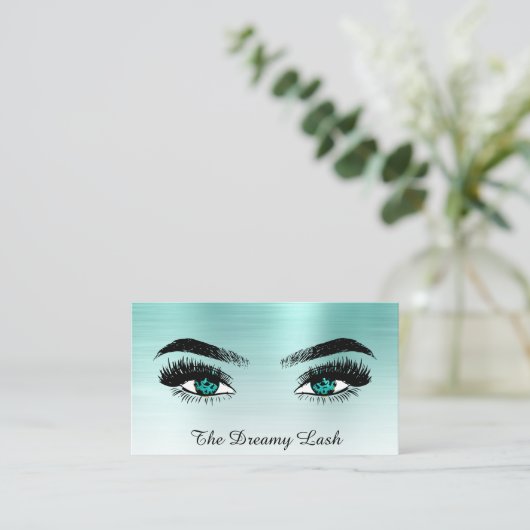*~* BLAUWGROEN Glitter Lashes QR Brows Extensions Visitekaartje (Staand voorkant)