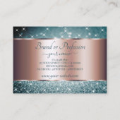 Blauwgroen Glitter Lichtgevende Sterren Roos Goude Visitekaartje (Achterkant)