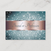 Blauwgroen Glitter Lichtgevende Sterren Roos Goude Visitekaartje (Voorkant)