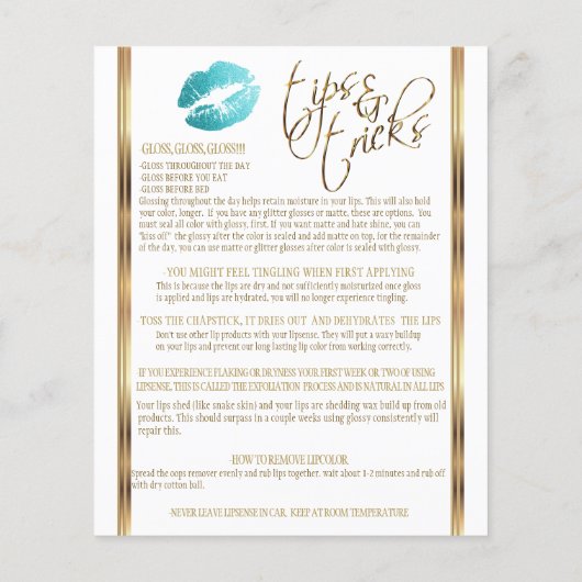 Blauwgroen Glitter Lip 💋 Instructies - Wit Flyer (Achterkant)