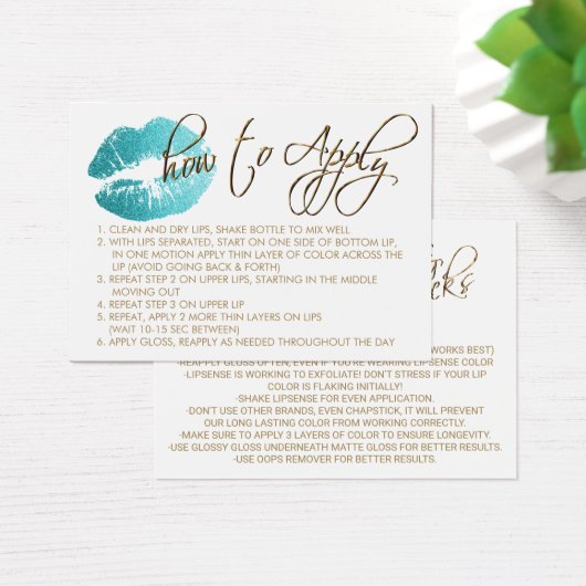 Blauwgroen Glitter Lips 2 - Hoe wordt het toegepas Visitekaartjes (Bureau)