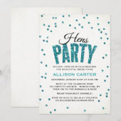 Blauwgroen Glitter look Confetti Hens Party Kaart (Voorkant / Achterkant)