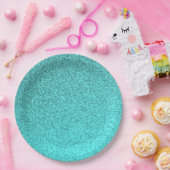 Blauwgroen glitter look papier borden papieren bordje (Feest)