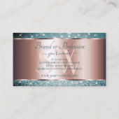 Blauwgroen Glitter Luminous Stars Monogram Roos Go Visitekaartje (Achterkant)