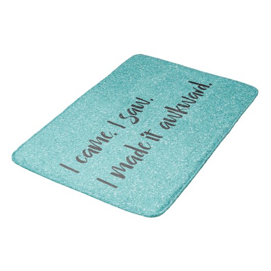 Blauwgroen Glitter maakte ik het Awkward Bath Mat (Gekanteld)