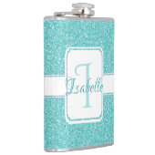 Blauwgroen Glitter-maatkolf Heupfles (Rechts)