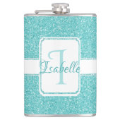 Blauwgroen Glitter-maatkolf Heupfles (Voorkant)