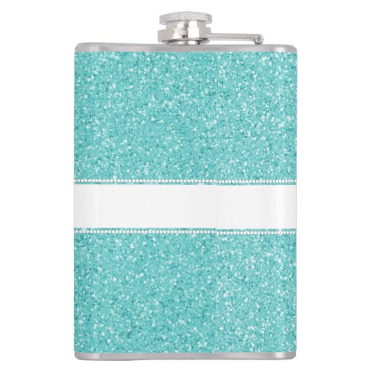 Blauwgroen Glitter-maatkolf Heupfles (Achterkant)