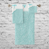 Blauwgroen Glitter Monogram Bath Towels Bad Handdoek