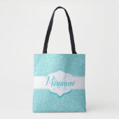 Blauwgroen Glitter Monogram Canvas tas (Voorkant)