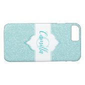 Blauwgroen Glitter Monogram Case-Mate iPhone Case (Achterkant (Horizontaal))