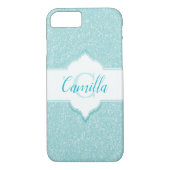 Blauwgroen Glitter Monogram Case-Mate iPhone Case (Achterkant)