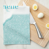 Blauwgroen Glitter Monogram keukenhanddoeken (Quarter Fold)