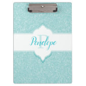 Blauwgroen Glitter Monogram Klembord (Voorkant)