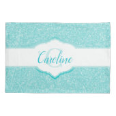 Blauwgroen Glitter Monogram Kussensloop (Achterkant)