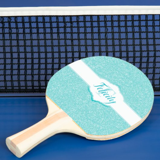 Blauwgroen Glitter Monogram Ping Pong Paddle Tafeltennisbatje (Insitu)