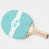Blauwgroen Glitter Monogram Ping Pong Paddle Tafeltennisbatje (Zijkant)