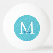 Blauwgroen Glitter Monogram Pingpongbal (Voorkant)