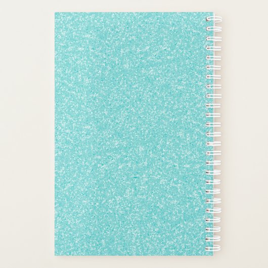 Blauwgroen Glitter Monogram Planner (Achterkant)