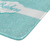 Blauwgroen Glitter Monogram Snijplank (Hoek)