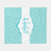 Blauwgroen Glitter Monogram Throw Blanket Fleece Deken (Voorkant (Horizontaal))