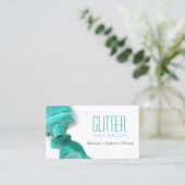 Blauwgroen Glitter Nail Salon Mestel - Stijlvolle  Visitekaartje (Staand voorkant)