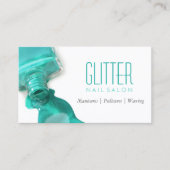 Blauwgroen Glitter Nail Salon Mestel - Stijlvolle  Visitekaartje (Voorkant)