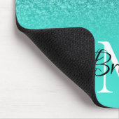 Blauwgroen Glitter Ombre Gepersonaliseerd Monogram Muismat (Hoek)