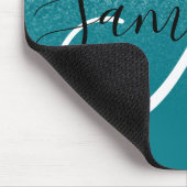 Blauwgroen Glitter Ombre Sparkle Monogram Muismat (Hoek)