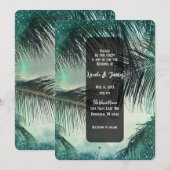 Blauwgroen Glitter-palmpalmhuwelijk Kaart (Voorkant / Achterkant)