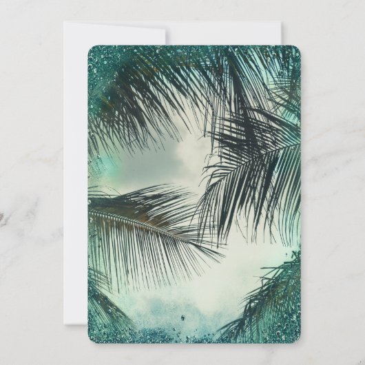 Blauwgroen  Glitter-palmpalmhuwelijk Kaart (Achterkant)