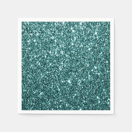 Blauwgroen Glitter Party Papier servet (Voorkant)