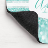 Blauwgroen Glitter Personaliseer Muismat (Hoek)