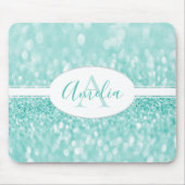 Blauwgroen Glitter Personaliseer Muismat (Voorkant)