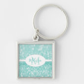 Blauwgroen Glitter Personaliseer Sleutelhanger (Voorkant)