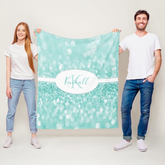 Blauwgroen Glitter personaliseert de Blanket van d Fleece Deken (In situ)