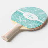 Blauwgroen Glitter personaliseert pingpongpeddel Tafeltennisbatje (Voorkant Gekanteld)