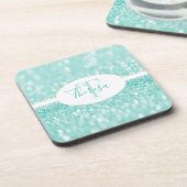 Blauwgroen Glitter Personaliseert plastic Onderzet Bier Onderzetter (Linkerzijde)
