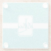 Blauwgroen Glitter Personalized Glass Onderzetter (Achterkant)