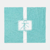 Blauwgroen Glitter Personalized Throw Blanket Fleece Deken (Voorkant (Horizontaal))