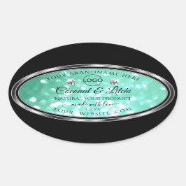 Blauwgroen Glitter Product Labels diamanten Logo